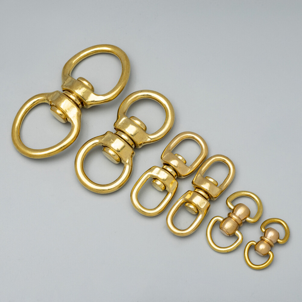 Brass Rotating Keychain DIY Bag Hardware Accessories Leather Rivet Link Clasp