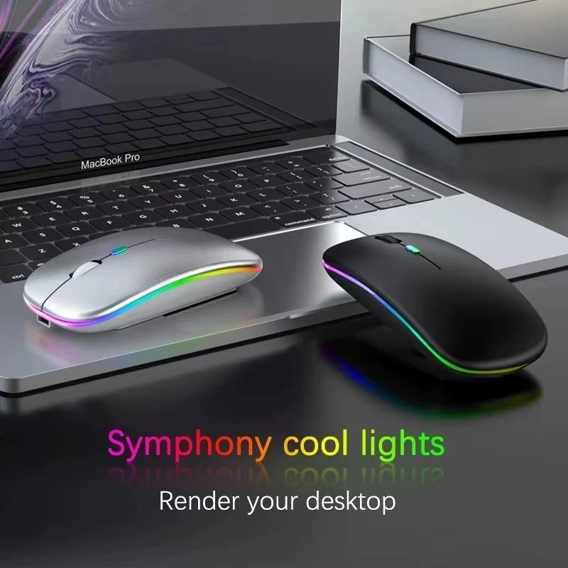 RGB Bluetooth Wireless Mouse Rechargeable Ergonomic USB for PC Laptop iPad