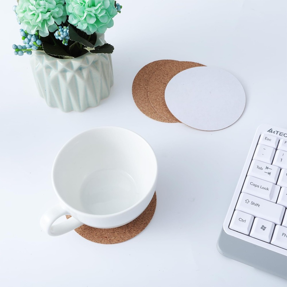 Mabor 16 Sheet Round Cork Backing for Coasters 3.5 Inch Self Adhesive Thin Co...