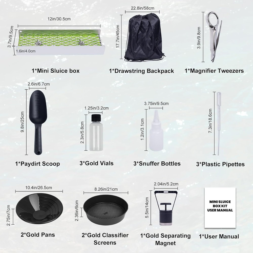 Complete Gold Panning Kit with Mini Sluice Box