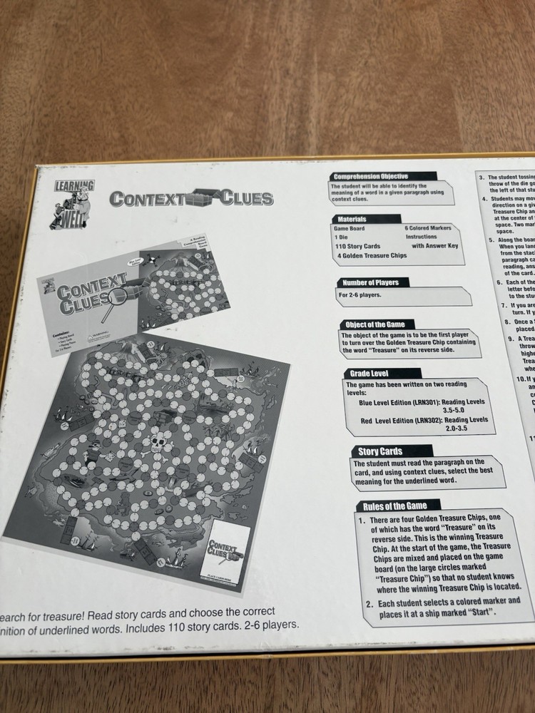 Learning Well Games Board Game Context Clues - Blue Level Edition