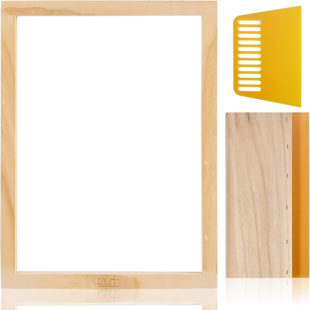 Screen Printing Frame with Screen Printing Squeegee for T-Shirts, Backpacks, Han