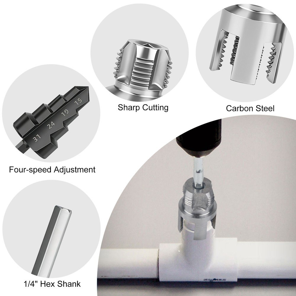 PVC Pipe Threader Kit 1/2" 3/4" Internal External Threading Dies+Step Drill Bit