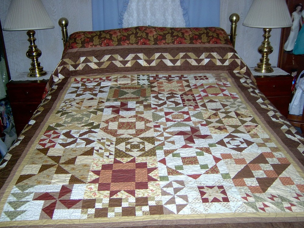 Queen Hand Made Fall Sampler Patchwork Quilt 87x102
