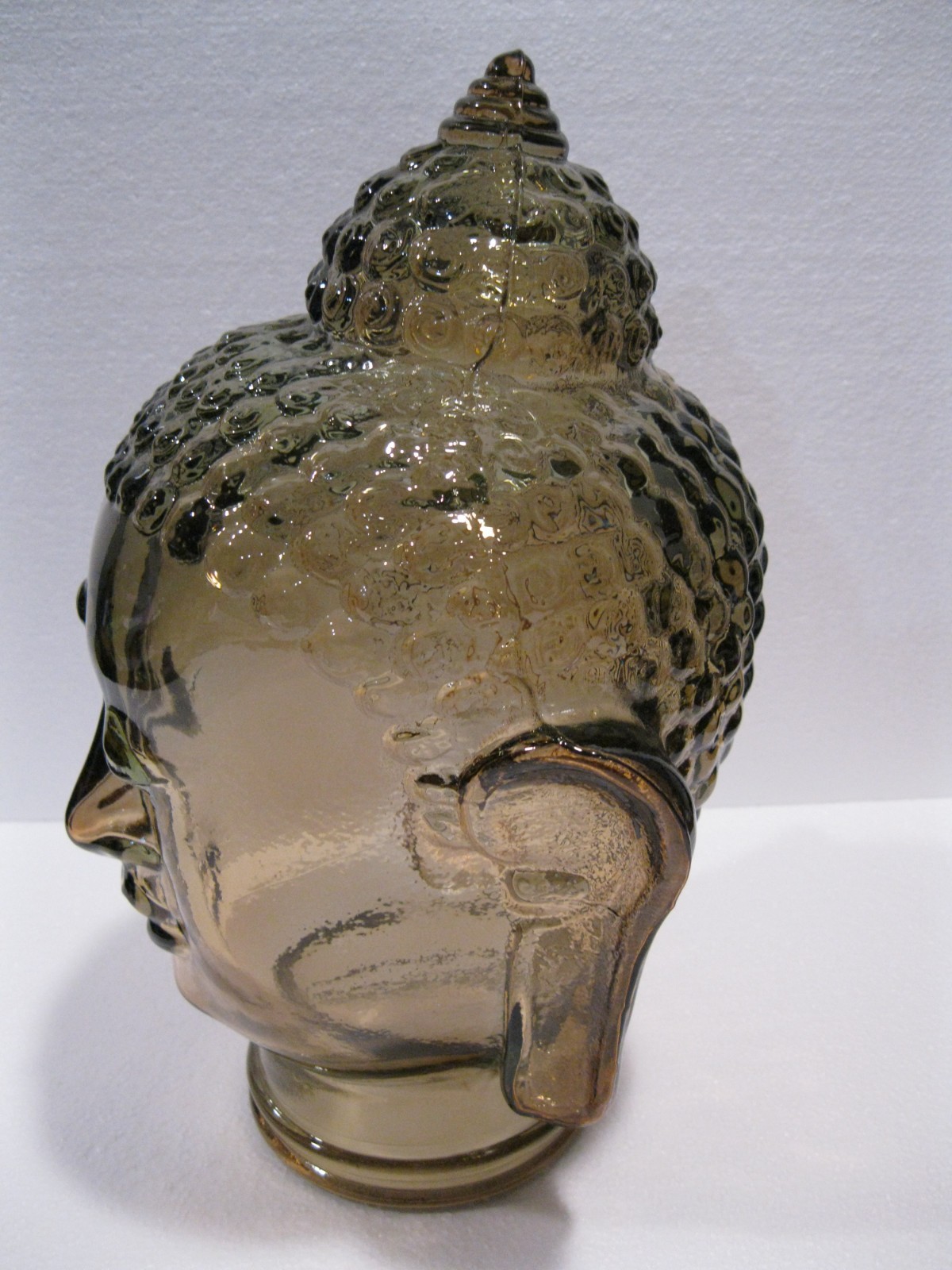 Glass BUDDHA HEAD, CINNAMON, Life Size Mannequin Buddha Head for Decor.