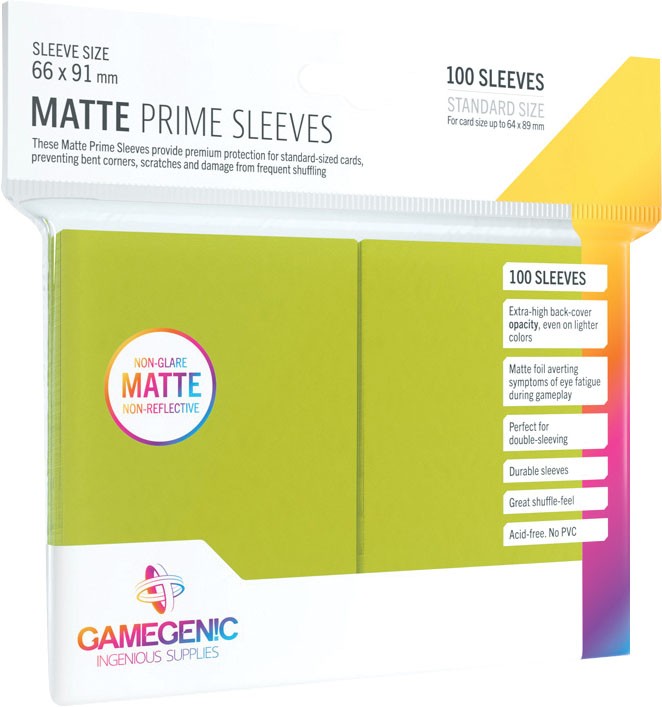 Card Sleeves Solid Color Sleeves Lime Matte Prime Sleeves (100)
