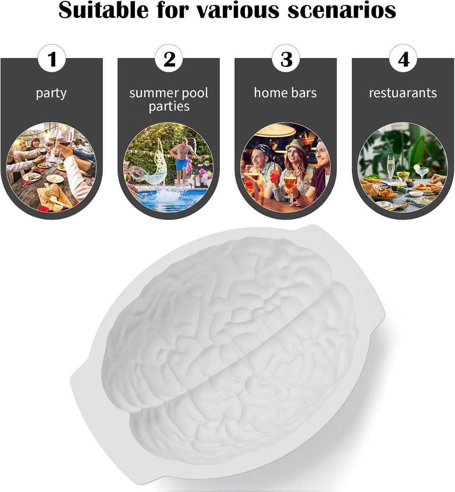 Silicone Brain Mold - White Realistic Human Skull Ice Cube