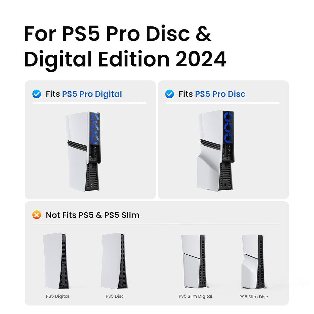 Cooling Fan for PS5 Pro, Efficient Cooler Fan with Adjustable Speed and Auto On/