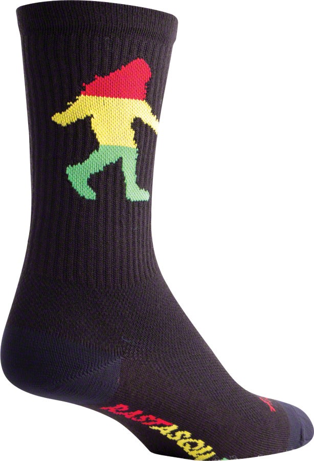 SockGuy Crew Rasta Squatch Socks 6-inch Unisex Black Small/Medium