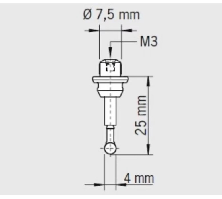 Machine Touch Probe Stylus M3 4mm Ruby Ball Ceramic stem For 3D Sensor 80.362.00