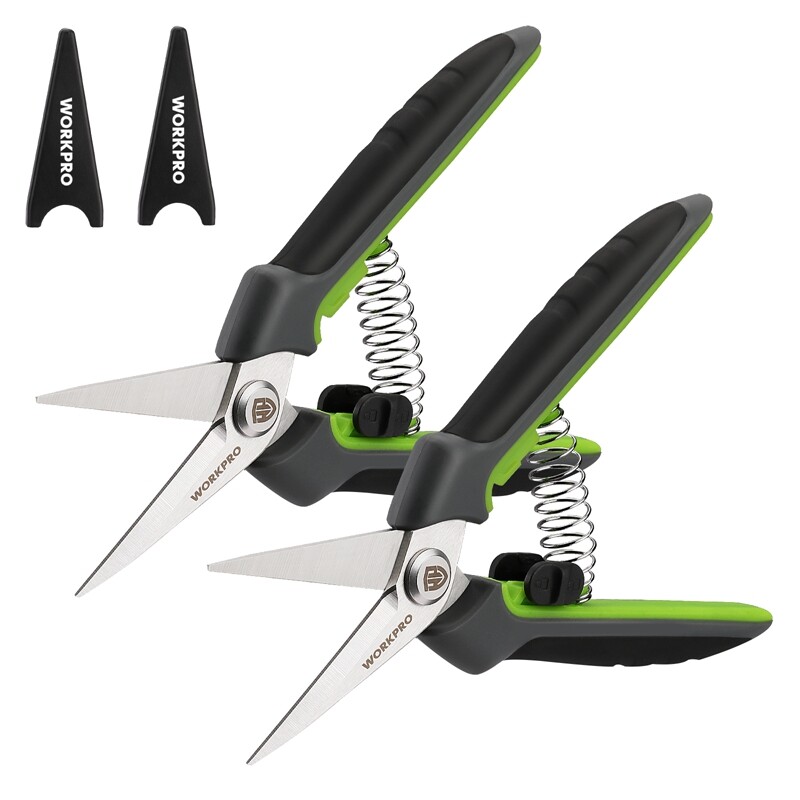 WORKPRO 2 Packs Pruning Shears Set 6.5" Gardening Scissors Snips Clippers Pruner