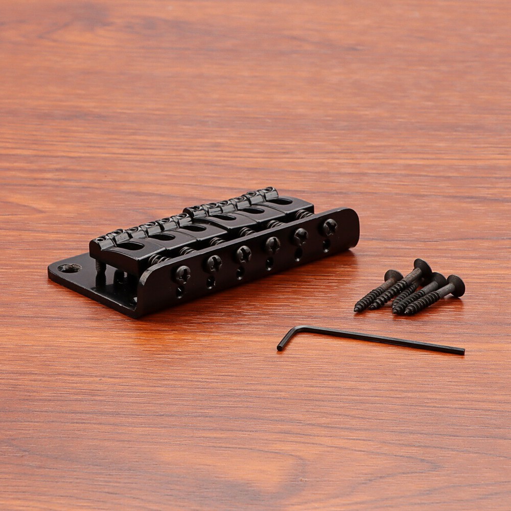 Black 6 String Hardtail Fixed Guitar Bridge for Electric Guitar with Wrench