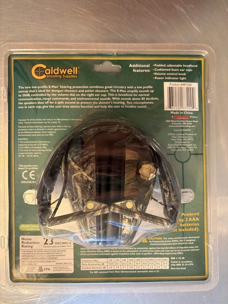 Caldwell E-max, Cald 487200 E-max Hearing Pro Mossy Oak