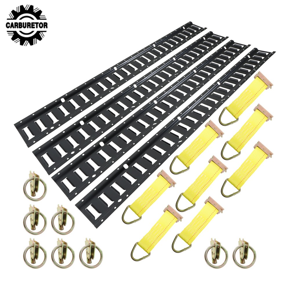 24 Pcs 4 Ft Black E Track Rails Complete Kit With Mounting Hardware For Cargo