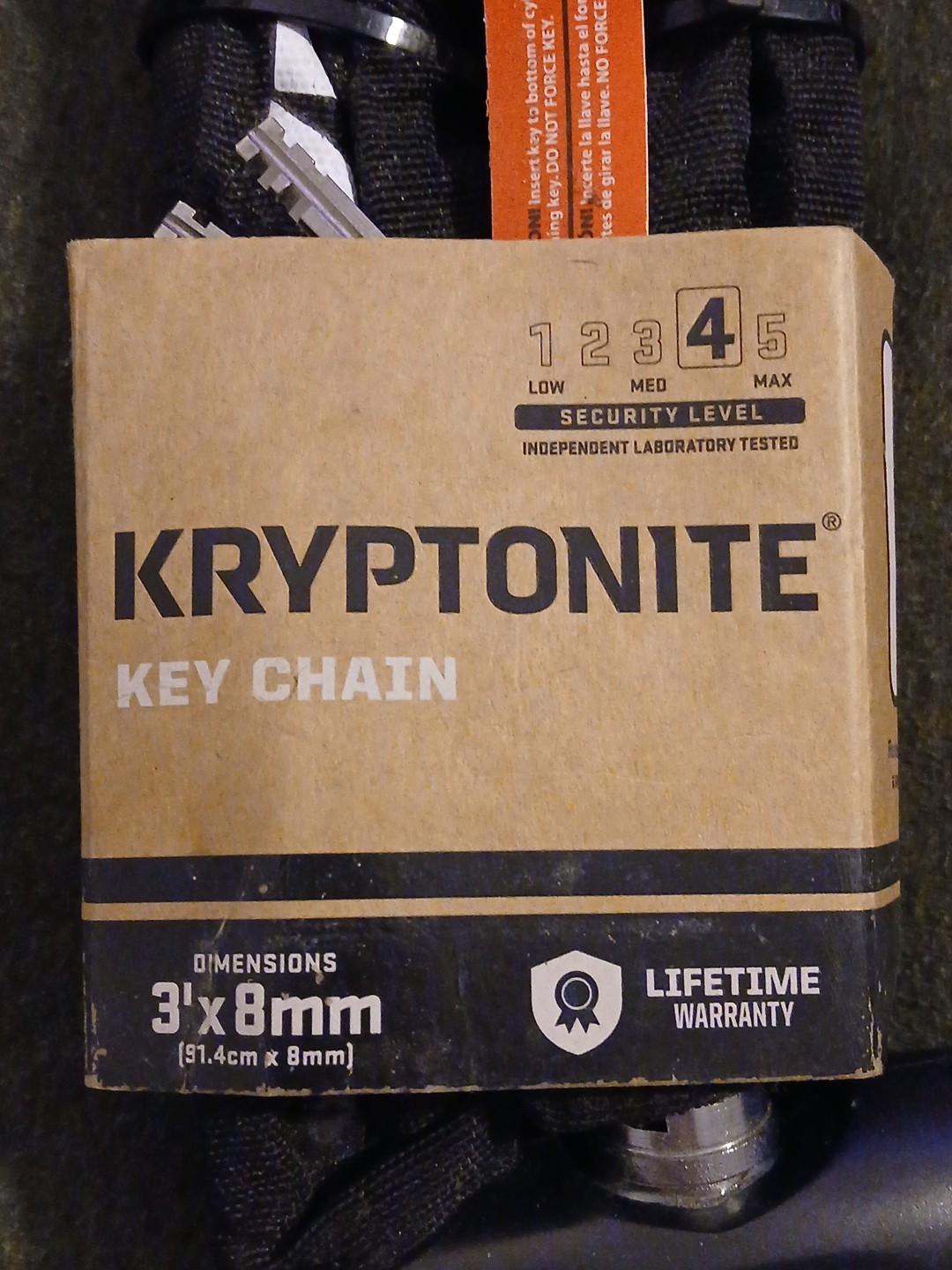 Kryptonite Chain Key Chain 3 ft x 8mm (5/16 in) 2 Keys NEW - Security Level 4 👀