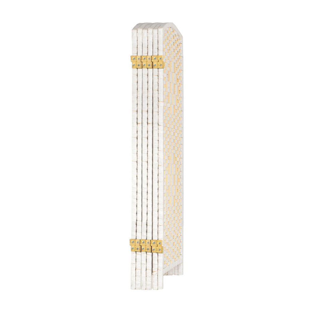 3 ft. Short Diamond Weave Fiber Folding Screen - White - 6 Panel