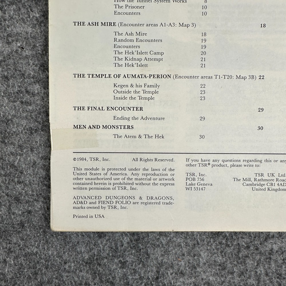 AD&D Module UK6 All That Glitters... TSR 9126 - 1984