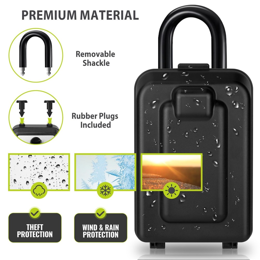 Key Lock Box for Outside, Waterproof Lock box, 12-Digit Combination Lock Box ...
