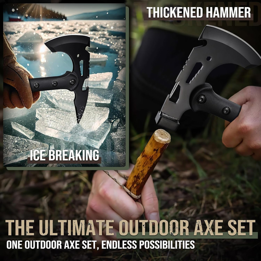 Tactical Axe 2 Pack, Sharp Tomahawk with Sheath, Portable Tomahawk with Clip and
