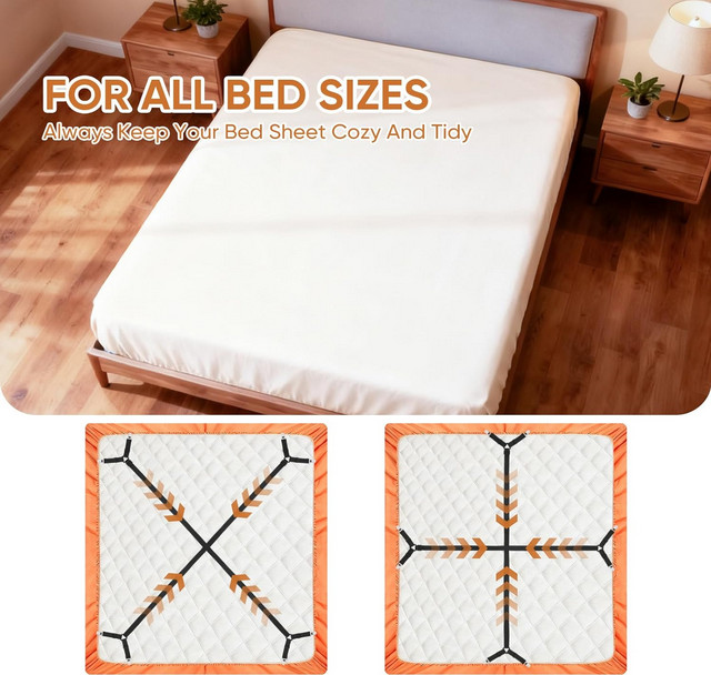 2PCS Adjustable Bed Sheet Holder Straps Elastic Fitted Sheet Grippers Black