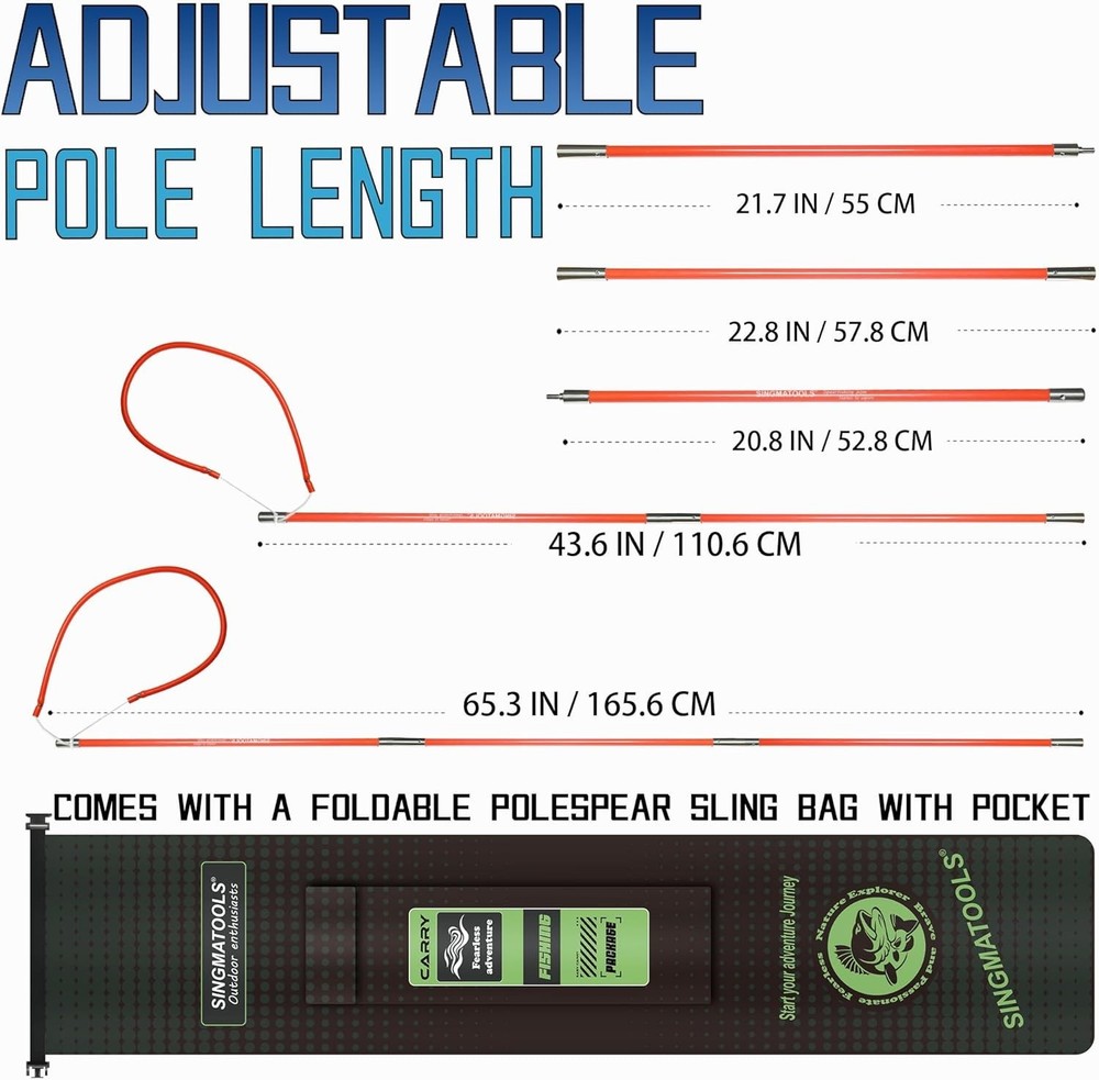 Versatile 6 ft Spearfishing Pole with Adjustable Tips - Ideal for Divers