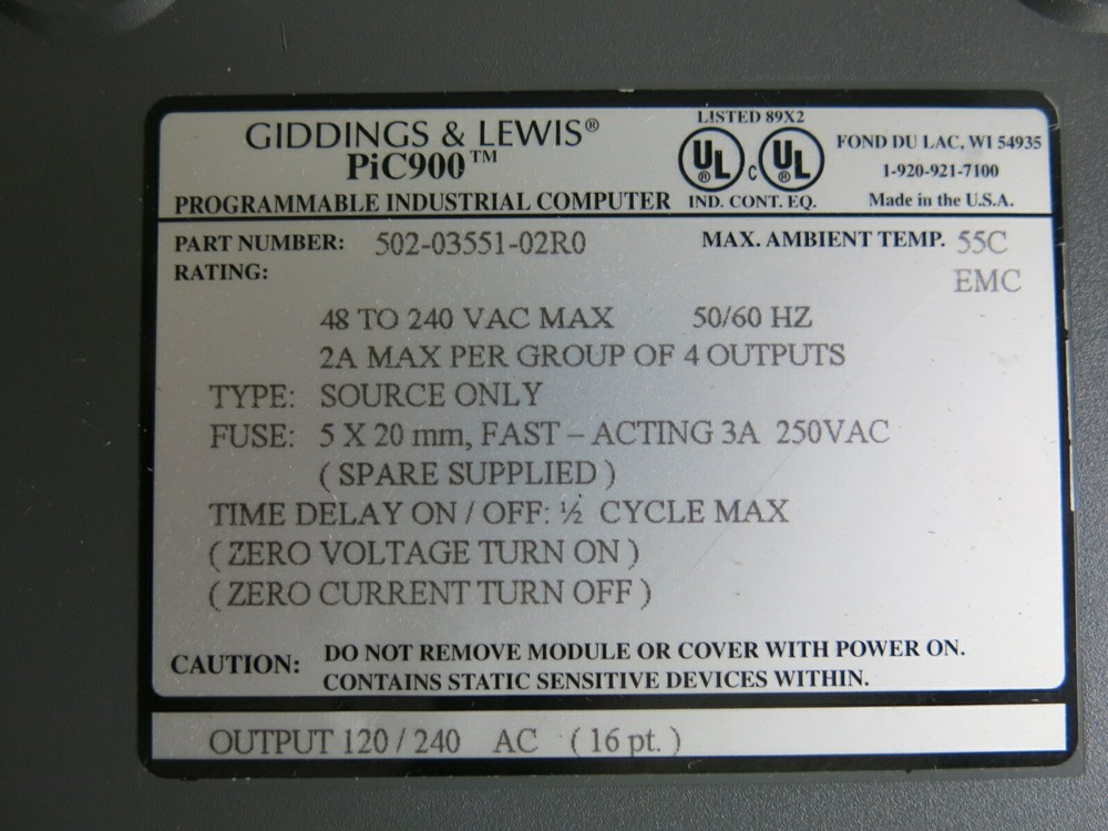 GIDDINGS & LEWIS 502-03551-02R0
