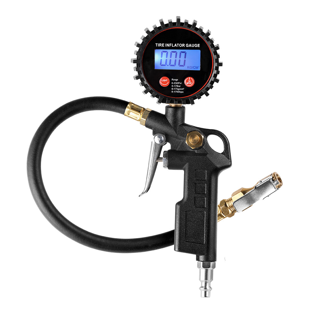 Car Truck Digital Tire Inflator w/ Pressure Gauge Air Chuck Rubber Hose 250 PSI