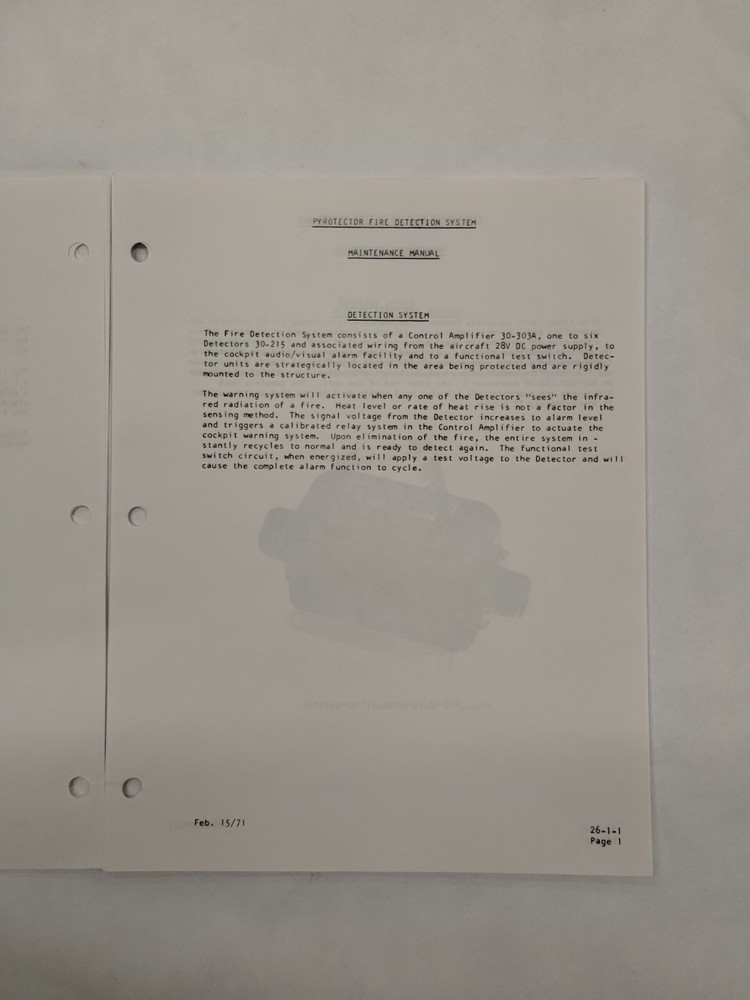 Chloride Pyrotector Fire Detection System Maintenance Manual-Original