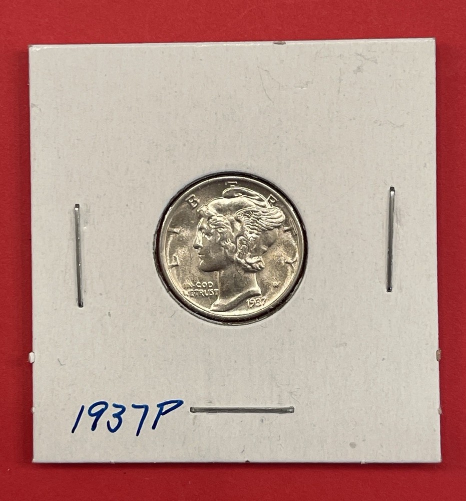 1937 P Mercury Silver Dime, Choice to Gem Uncirculated.