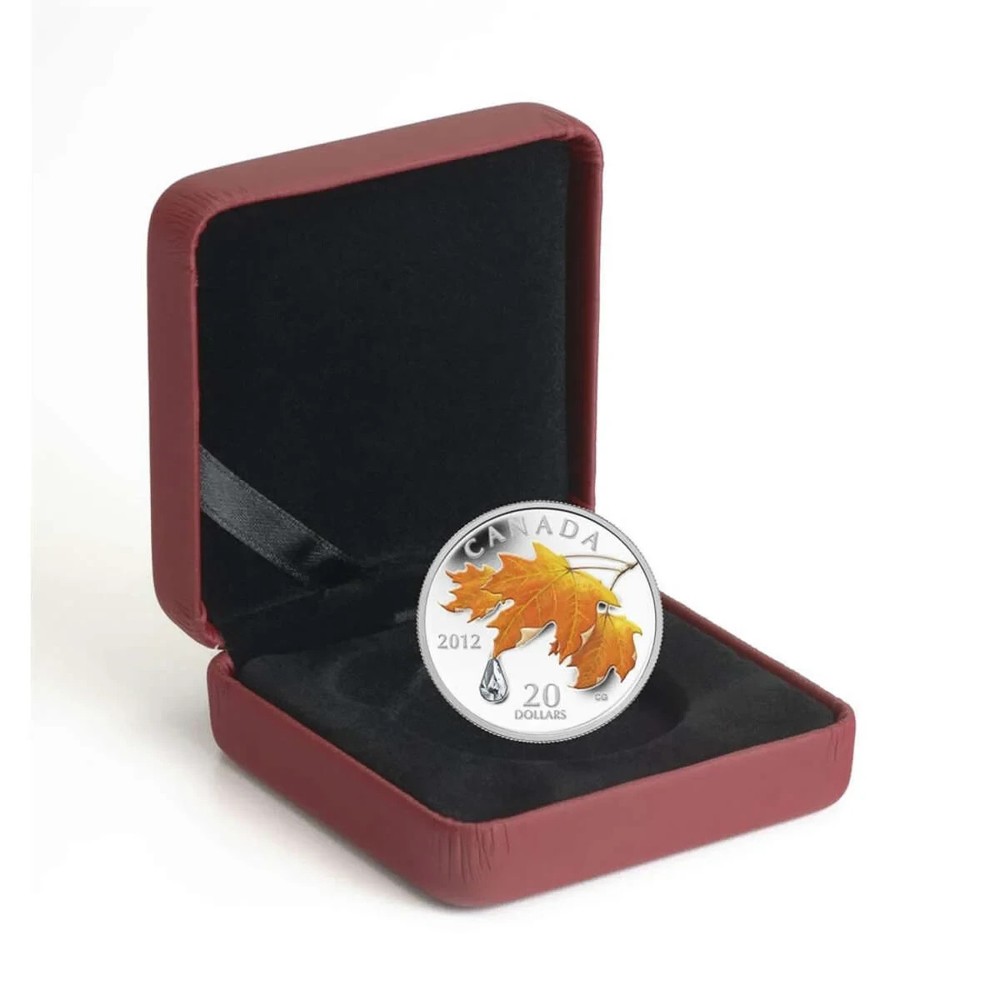 2012-Canada $20 Sugar Maple Crystal Raindrop - Pure Silver Coin