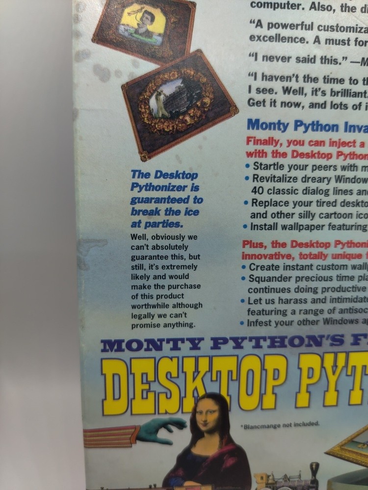 Monty Pythons Flying Circus Desktop Pythonizer PC 3.5'' Big Box Vtg Software