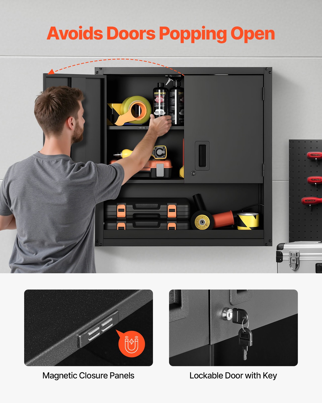 VEVOR Metal Wall Cabinet 30 inch Garage Wall Cabinet with Adjustable Shelf