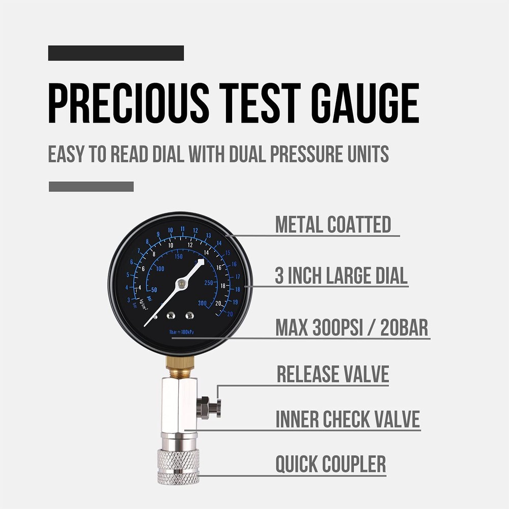 12 Pcs Compression Tester Adapter Kit with Spark Tester for Engine Cylinder Test