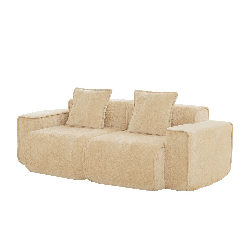 Harrison Velvet Sofa Light Camel, Modular Sectional w/No Assembly