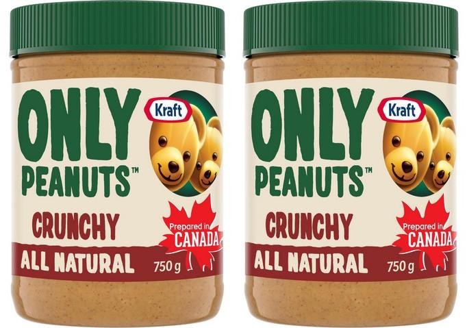 Kraft Only Peanuts All Natural Crunchy Peanut Butter, 750g (2 Pack)