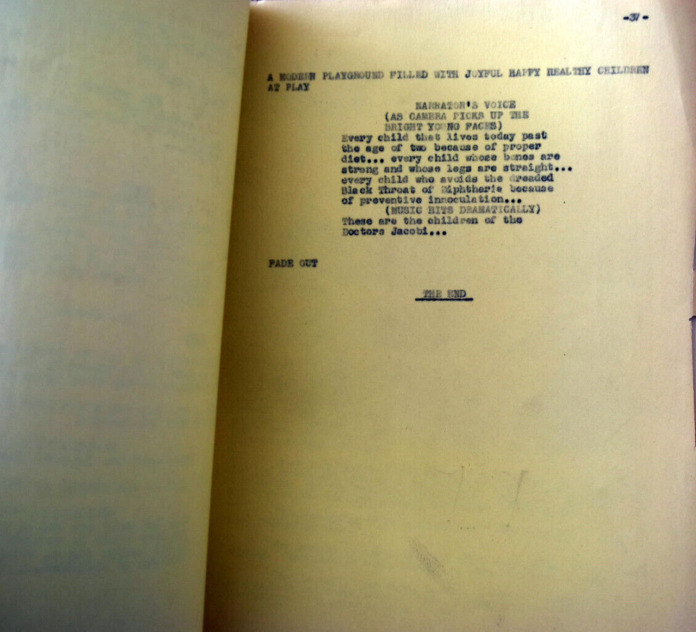 "The Doctors Jacobi" Original (Writer's Draft Written on a Typewriter) Script
