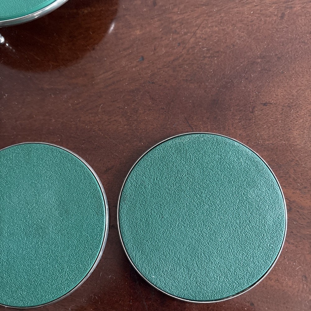Vintage Silver Plated Coaster Set 6 Piece With Holder Engraved Tableware