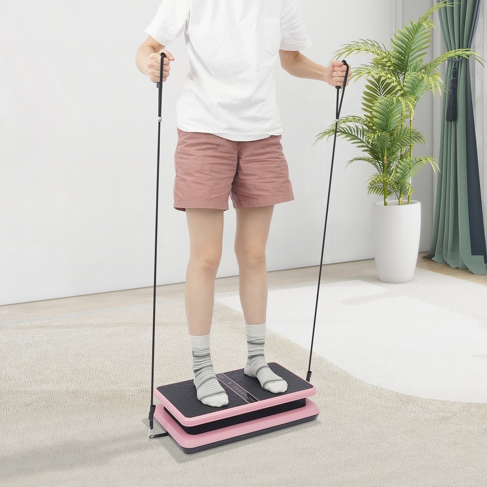 Vibration Plate Exercise Machine 200W 330LBS UK Plug Pink with Remote & Bands