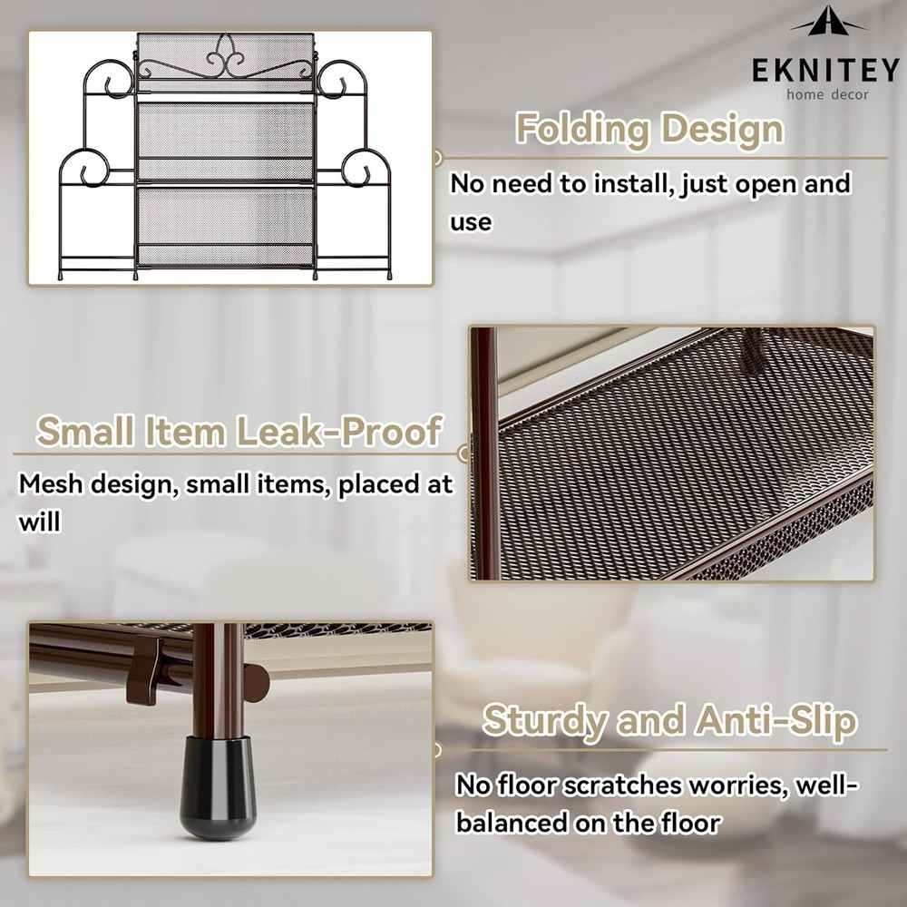 Bathroom storage rack countertop - Makeup table storage rack Brown
