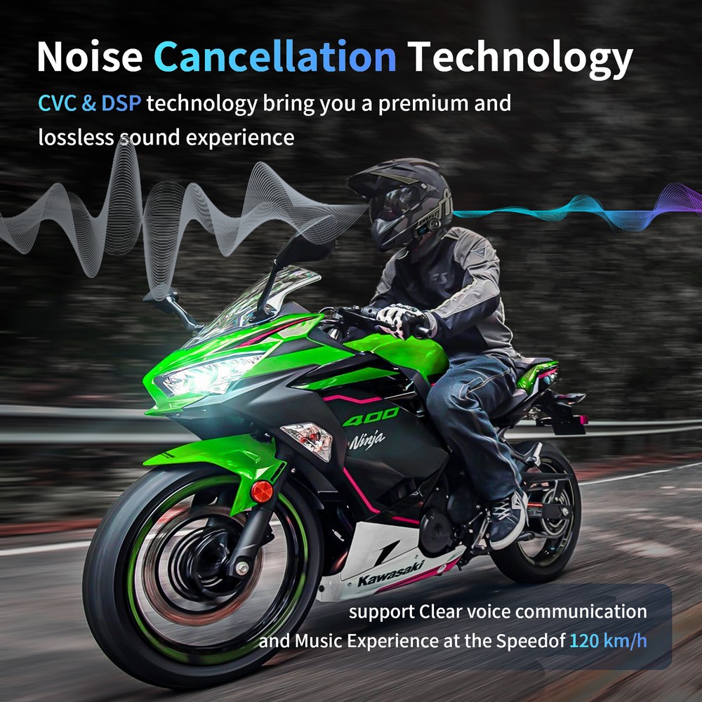 FX-S Motorcycle Intercom Helmet Bluetooth Headset 2-way 1000m Communication