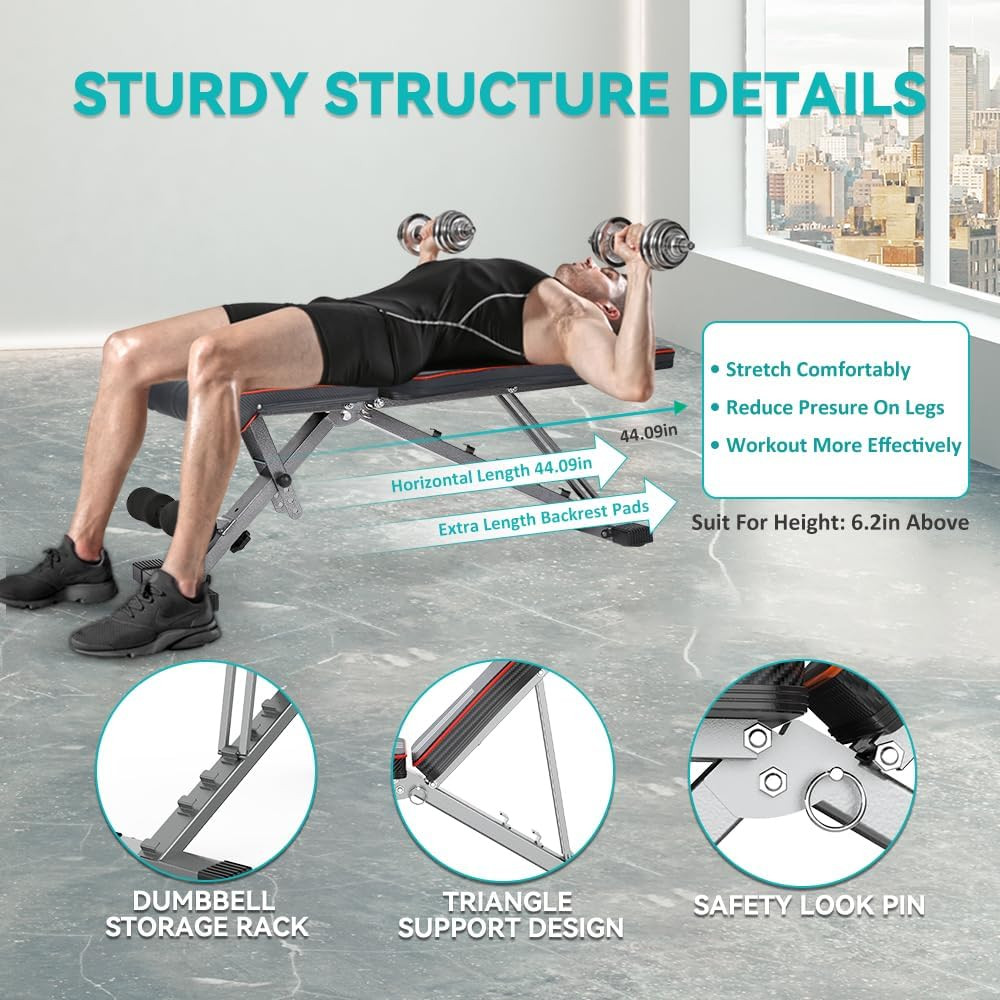 Adjustable/Foldable Weight Bench, 660LBS Home Gym Workout Bench Lifting Sit-Up E