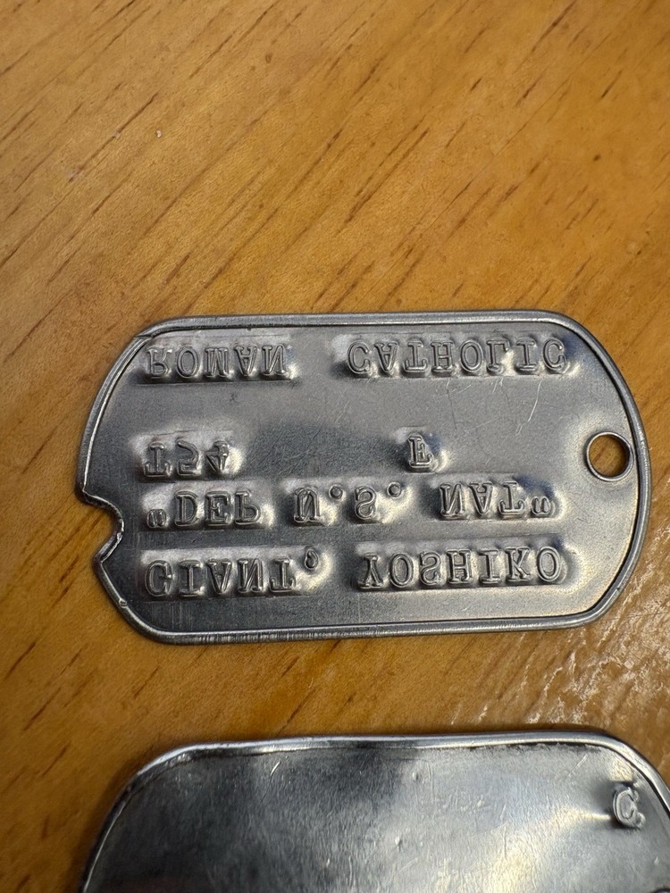 2 Original US Army Dog Tags GIANT YOSHIKO T-54 Post Korean War???