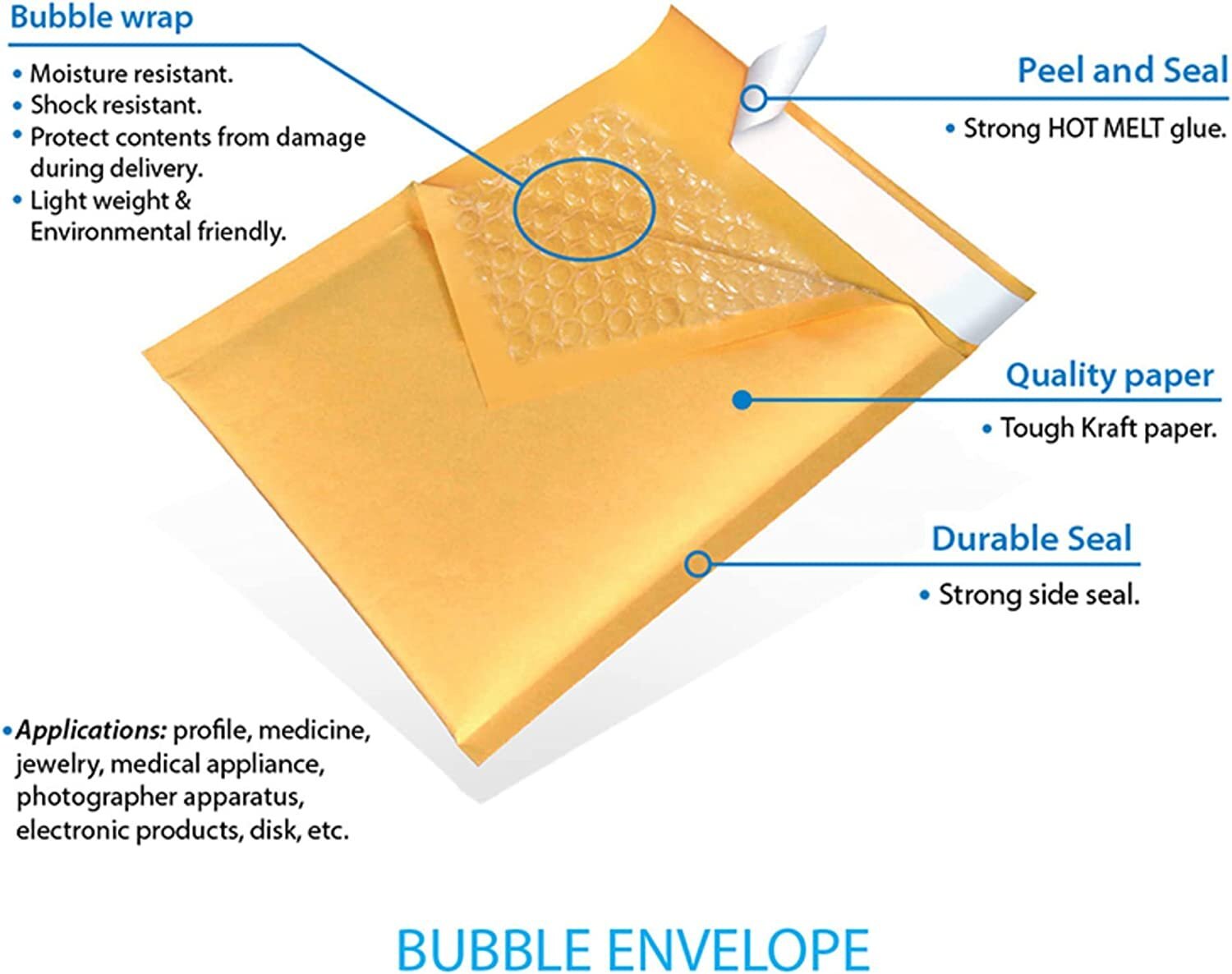 500 #000 Kraft Paper Bubble Padded Envelopes Mailers Shipping Case, 4x8