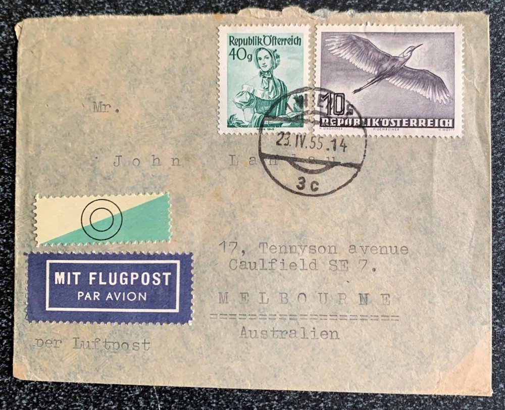 Austria 1955 Airmail Cover to Australia
