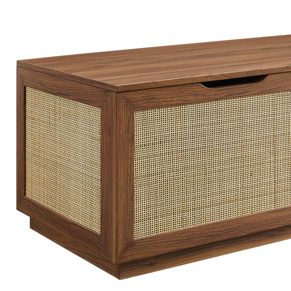 Soma Rattan Storage Bench in Walnut