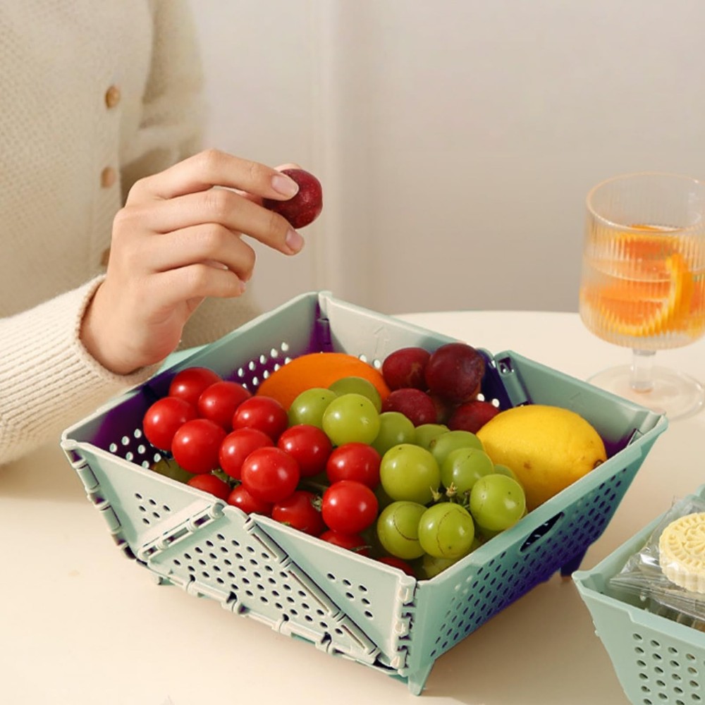 2-PCS Small Collapsible Kitchen Colander and Strainer- Foldable Plastic Drain...