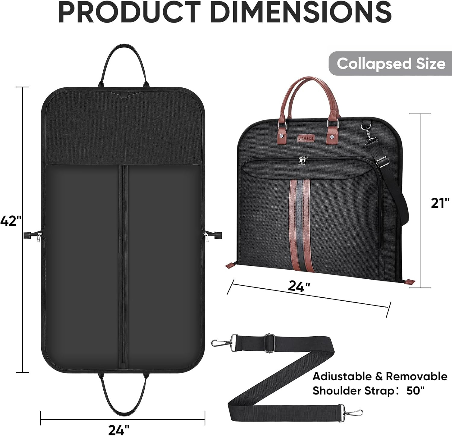 Travel Garment Bag, Travel Suit Bag for Men, 42'' Waterproof Carry on Garment Ba