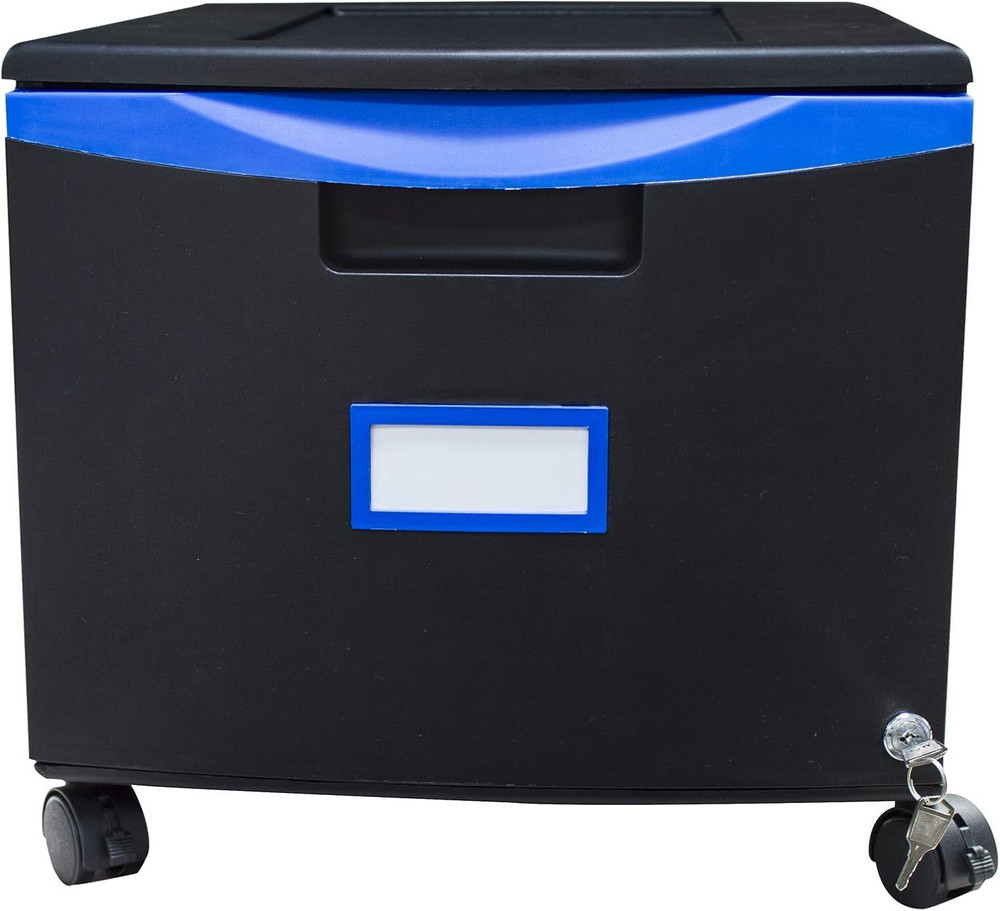 Plastic One-Drawer File Cabinet – Locking Document Organizer with Casters for Ho