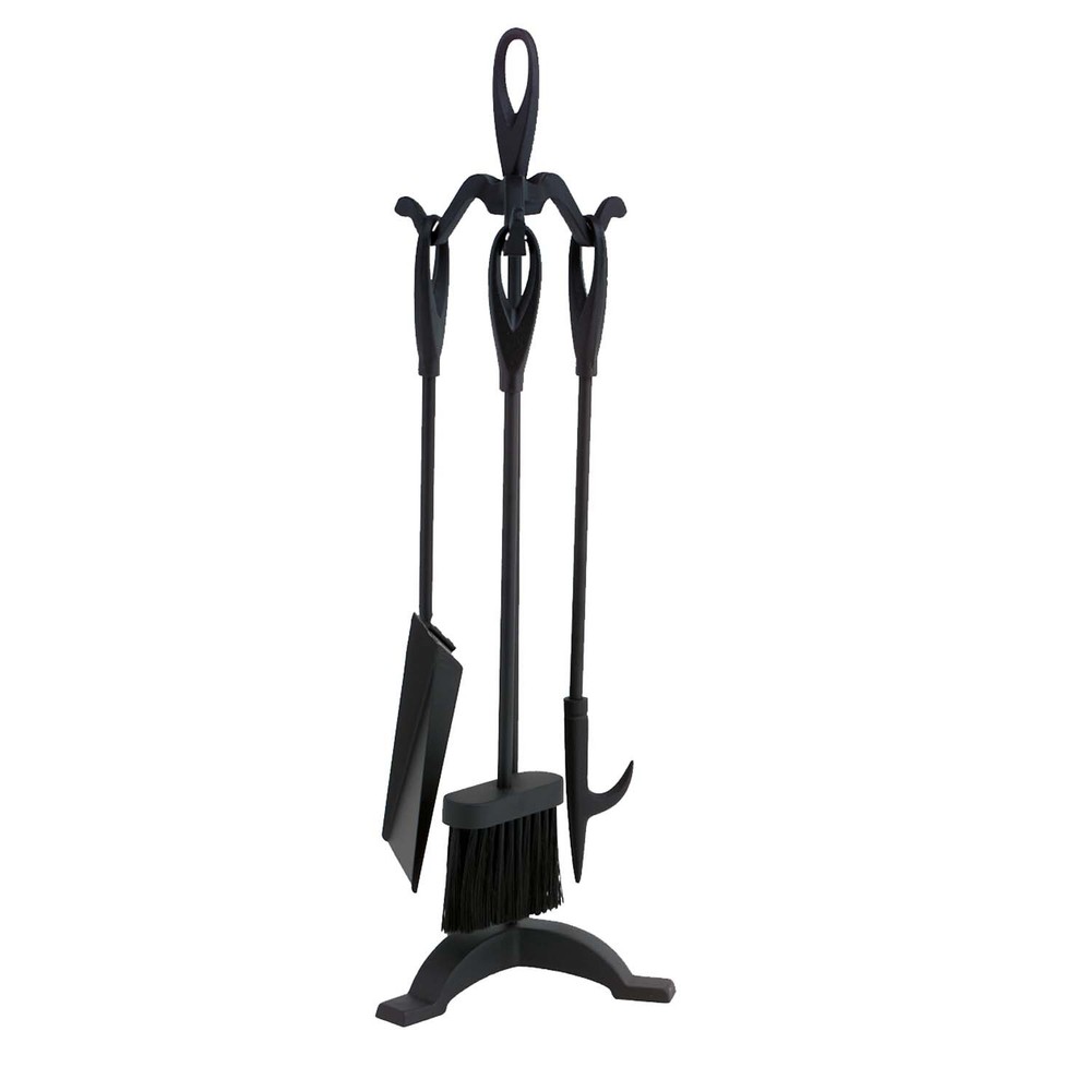 Dagan Four Piece Stove Fireplace Tool Set, Black