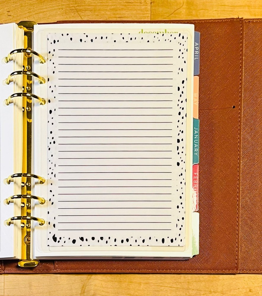 Lined Notes Lists Dashboard Insert 4 use with ErinCondren A5 Ring Agenda-